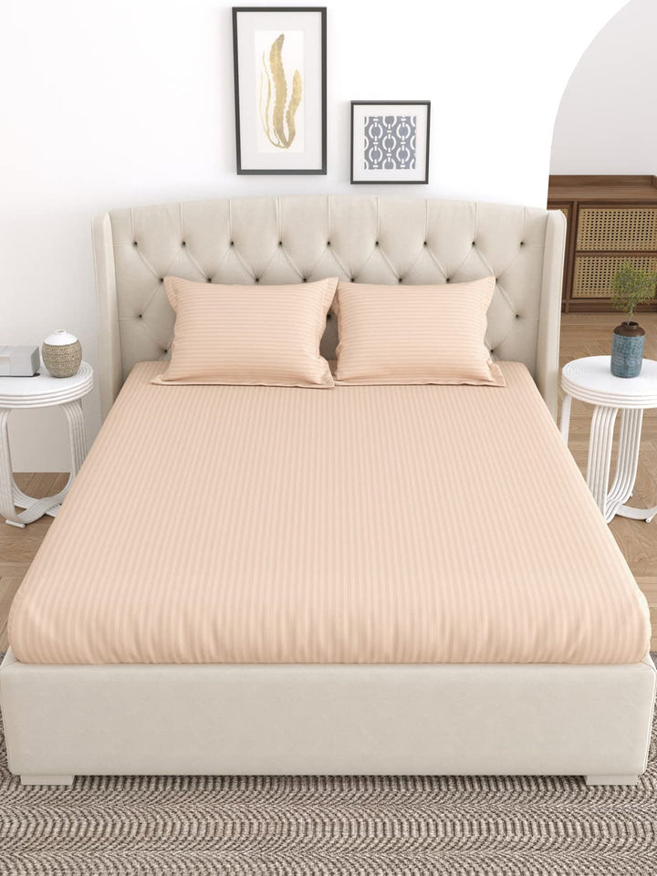 300 TC | Cotton Striped Fitted/Elasticated Bedsheet