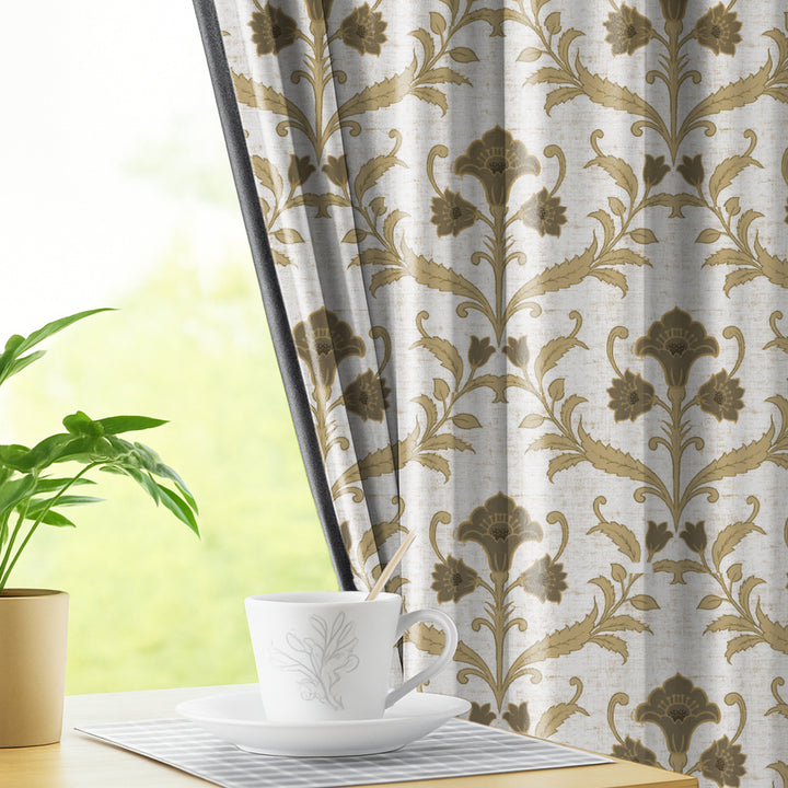 ANTIQUE VINES | Luxury Printed Blackout Curtains for Windows & Doors | Premium Room Darkening & Thermal Insulated Curtains for Bedroom & Living Room Décor (Pack of 2)