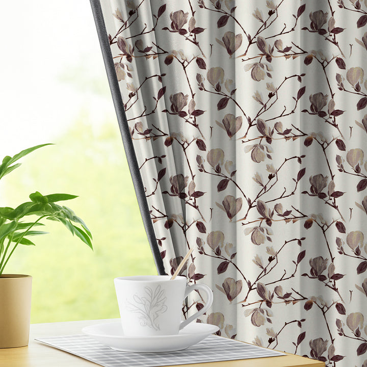 MIDNIGHT MAGNOLIA | Luxury Printed Blackout Curtains for Windows & Doors | Premium Room Darkening & Thermal Insulated Curtains for Bedroom & Living Room Décor (Pack of 2)