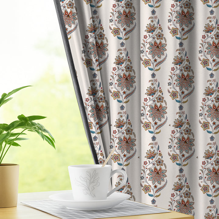 HERITAGE BLOOM | Luxury Printed Blackout Curtains for Windows & Doors | Premium Room Darkening & Thermal Insulated Curtains for Bedroom & Living Room Décor (Pack of 2)