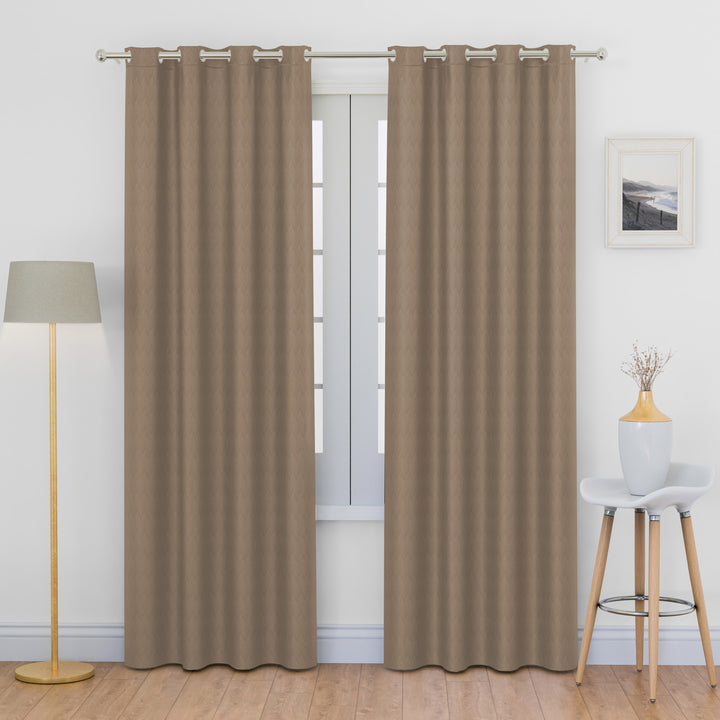 HERRINGBONE EMBOSSED | TRUE BLACKOUT Curtains | Thermal Insulated, Noise Reducing, Light Blocking | Grommet Hanging