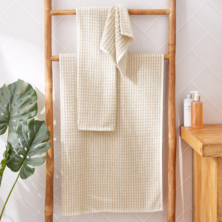 Bamboo Beige Waffle Towels – Ultra-Soft, Quick-Dry, Antimicrobial & Lightweight Luxury Towels
