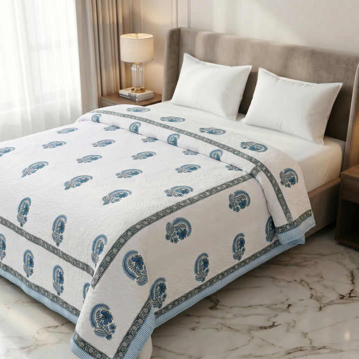 Jaipuri Premium Mulmul Dohar | Hand Block Printed AC Blanket | Reversible Cotton Quilted Dohar