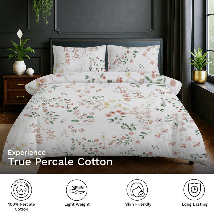 Printed Cotton Percale Reversible Dohar | 300 TC | 3-Layered AC Blanket with 250 GSM Cotton Filling | Ultra-Soft, Lightweight | Summer Throw Blanket