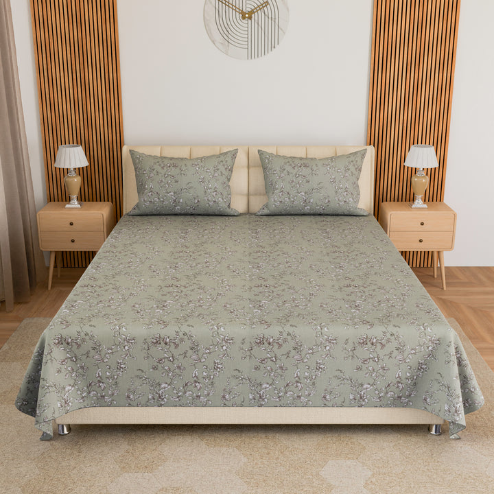 COTTON TWILL |  Bedsheet with Pillow Covers | Soft, Breathable & Floral Printed Bedsheet  | 300 TC | Wrinkle-Resistant, Fade-Proof
