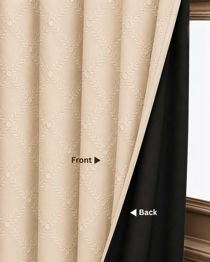 Moonlight embossed blackout curtain beige - detail view