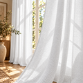 Solid Cotton Linen Sheer Curtains | Grommet/Rings Hanging | Linen Texture