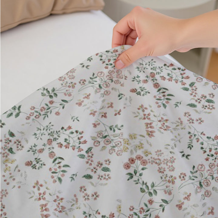 Printed Cotton Percale Bedsheet with Pillow Covers | 300 TC Soft | Breathable & Floral Printed Bedsheet