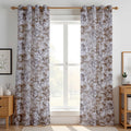 200TC Sheer Cotton Curtains – Light Filtering Floral Door & Window Drapes, Grommet Top, Set of 2