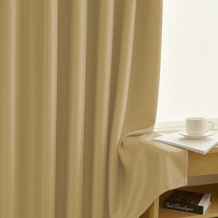 TWIST TAB TOP | 100% TRUE SAFARI DIMOUT BLACKOUT Curtains | Solid Color | Thermal Insulated & Noise Reducing | Set of 2 Panel