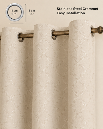 Moonlight embossed blackout curtain beige - eyelet detail