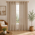 Aesthetic Sheer Curtains | Poly Linen Shrink & Fade Proof Drapes | Home Decor
