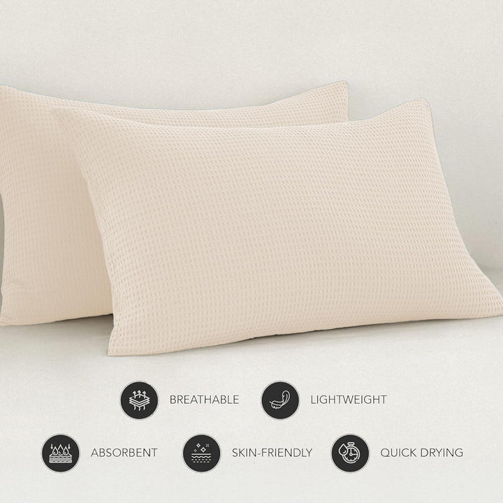 BAMBOO Waffle Pillowcovers –  Breathable, Skin Friendly Luxury Sweat Free Cooling