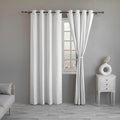 SOLID COLLECTION | Eyelet Semi-Sheer Cotton Linen Curtains - Set Of 2 Panels