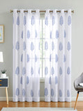 COLOURFUL GARDEN | Handblock Eyelet Sheer Cotton Linen Curtains - Set Of 2 Panels