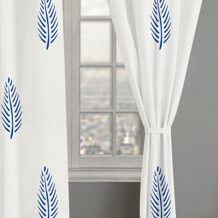 COLOURFUL GARDEN | Handblock Semi-Sheer Cotton Linen Curtains - Set Of 2 Panels