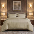 300 Thread Count | Cotton Bedsheet Set | Elegant 2 cm Sateen Stripe Weave | Ultra-Soft, Breathable & Skin-Safe | Oeko-TEX® Certified Hotel-Style Bedding