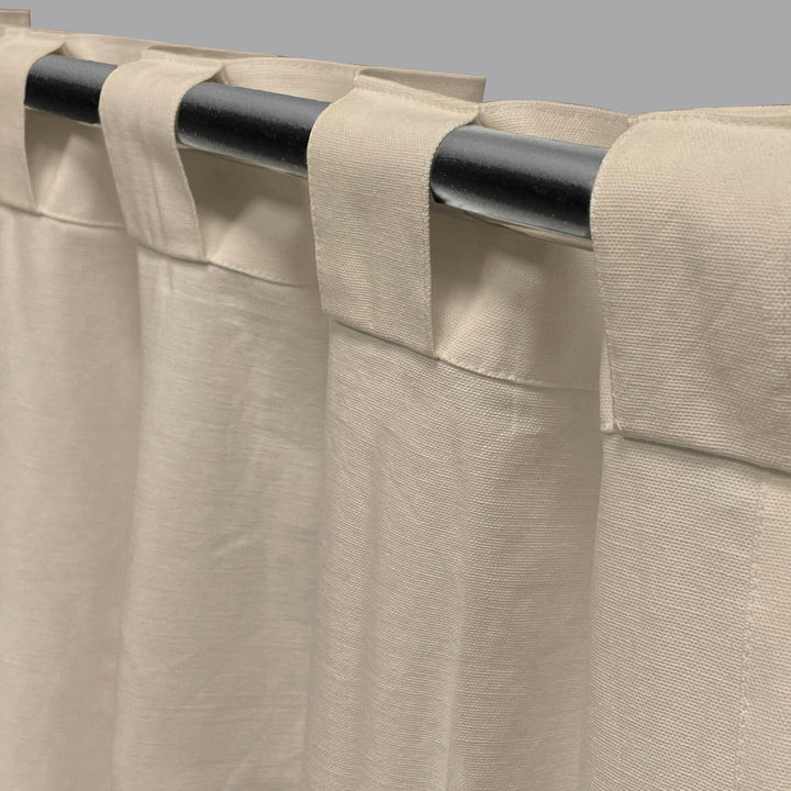 Solid Cotton Linen Curtains – Set of 2 | Semi-Sheer Curtains | Back Tab Hanging Style