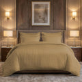 300 Thread Count | Cotton Fitted Bedsheet | Signature 2 cm Sateen Stripe Weave | All-Around Elastic Fit for 4–8 Inch Mattresses | Hotel-Style Luxury Bedding