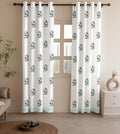 KIDS PRINT | Eyelet Semi-Sheer Cotton Linen Curtain - Set Of 2 Panels
