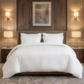 300 Thread Count | Cotton Fitted Bedsheet | Signature 2 cm Sateen Stripe Weave | All-Around Elastic Fit for 4–8 Inch Mattresses | Hotel-Style Luxury Bedding