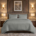300 Thread Count | Cotton Fitted Bedsheet | Signature 2 cm Sateen Stripe Weave | All-Around Elastic Fit for 4–8 Inch Mattresses | Hotel-Style Luxury Bedding