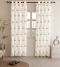 KIDS PRINT | Eyelet Semi-Sheer Cotton Linen Curtain - Set Of 2 Panels