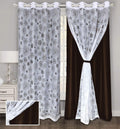BLACKOUT Curtains with Attached Floral Sheer | Floral Design, Thermal Insulated, Noise Reducing, Room Darkening Drapes (Set of 2 Panel)