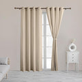 SOLID COLLECTION | Eyelet Semi-Sheer Cotton Linen Curtains - Set Of 2 Panels