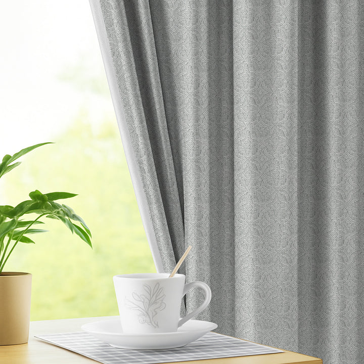 STARLIGHT | Linen Texture Blackout with Geometric Floral Pattern Complete Light Blocking with Thermal Insulated, Noise Reducing Backing (Pack of 2)