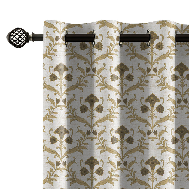 ANTIQUE VINES | Luxury Printed Blackout Curtains for Windows & Doors | Premium Room Darkening & Thermal Insulated Curtains for Bedroom & Living Room Décor (Pack of 2)