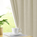 LINENWALAS 100% Blackout Curtains for Window (5 Feet) - Set of 2 Panels, Herringbone Linen Texture Complete Light Block, Thermal Insulated & Noise Reducing Room Darkening Drapes (Beige)