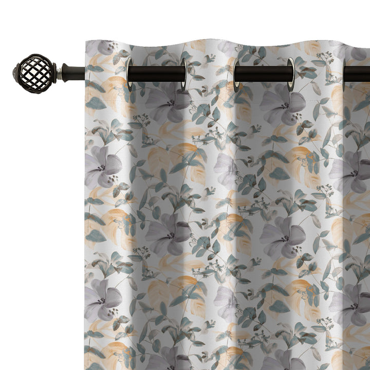 BOTANICAL | Luxury Printed Blackout Curtains for Windows & Doors | Premium Noise Reducing & Thermal Insulated Curtains for Bedroom & Living Room Décor (Pack of 2)