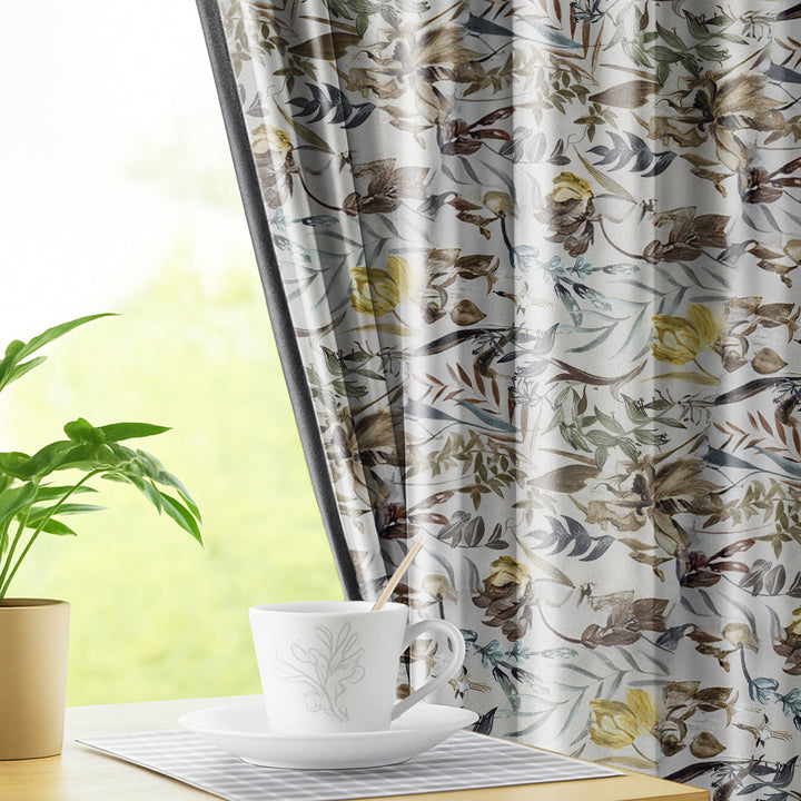 LUSH FLORA | Luxury Printed Blackout Curtains for Windows & Doors | Premium Noise Reducing & Thermal Insulated Curtains for Bedroom & Living Room Décor (Pack of 2)