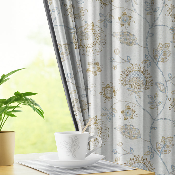 GARDEN | Luxury Printed Blackout Curtains for Windows & Doors | Premium Noise Reducing & Thermal Insulated Curtains for Bedroom & Living Room Décor (Pack of 2)