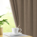 LINENWALAS 100% Blackout Curtains for Window (5 Feet) - Set of 2 Panels, Herringbone Linen Texture Complete Light Block, Thermal Insulated & Noise Reducing Room Darkening Drapes (Beige)