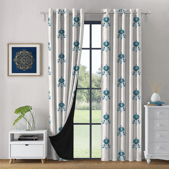 MOTIF | Luxury Printed Blackout Curtains for Windows & Doors | Premium Noise Reducing & Thermal Insulated Curtains for Bedroom & Living Room Décor (Pack of 2)