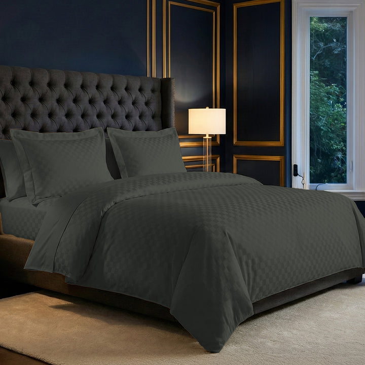 Cotton Jacquard Bedsheet Set | Elegant Self-Checks Weave | Ultra-Soft, Breathable & Skin-Safe | Oeko-TEX® Certified Hotel-Style Bedding