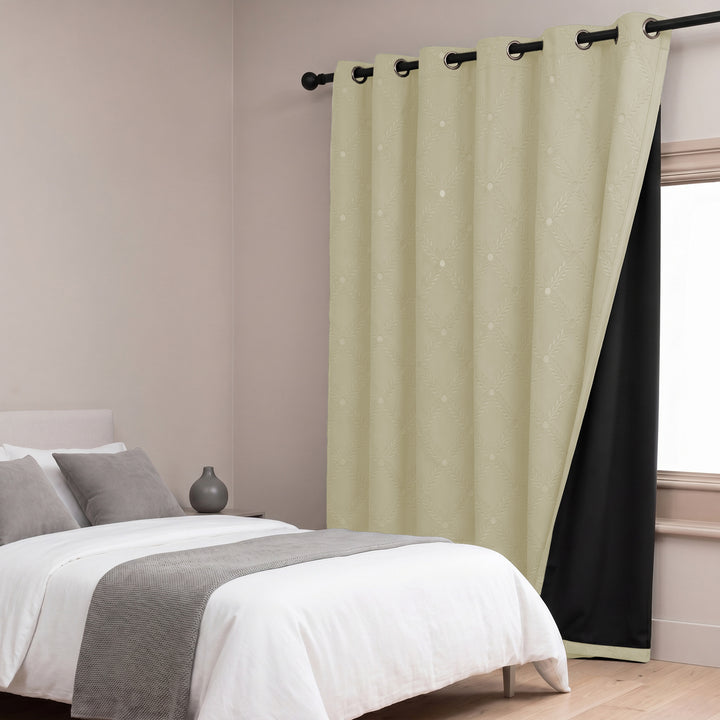 100% True Blackout Curtains Set of 2 Panels | Thermal Insulated | Noise Reducing, Light Blocking | Grommet Hanging | Moonlight Design