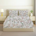 Printed Cotton Percale Fitted/Elasticated Bedsheet | Floral All-Around Elastic Deep Pocket Bedsheet with Matching Pillow Cover | 300 TC | Soft, Breathable, Luxury Bedsheet