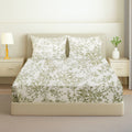 COTTON TWILL | Fitted Sheet | Floral Printed All-Around Elastic Deep Pocket Bedsheet with Matching Pillow Cover | 300TC| Soft, Breathable
