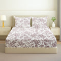COTTON TWILL | Fitted Sheet | Floral Printed All-Around Elastic Deep Pocket Bedsheet with Matching Pillow Cover | 300TC| Soft, Breathable