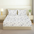 Printed Cotton Percale Fitted/Elasticated Bedsheet | Floral All-Around Elastic Deep Pocket Bedsheet with Matching Pillow Cover | 300 TC | Soft, Breathable, Luxury Bedsheet