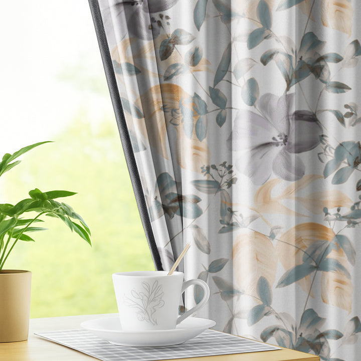 BOTANICAL | Luxury Printed Blackout Curtains for Windows & Doors | Premium Noise Reducing & Thermal Insulated Curtains for Bedroom & Living Room Décor (Pack of 2)