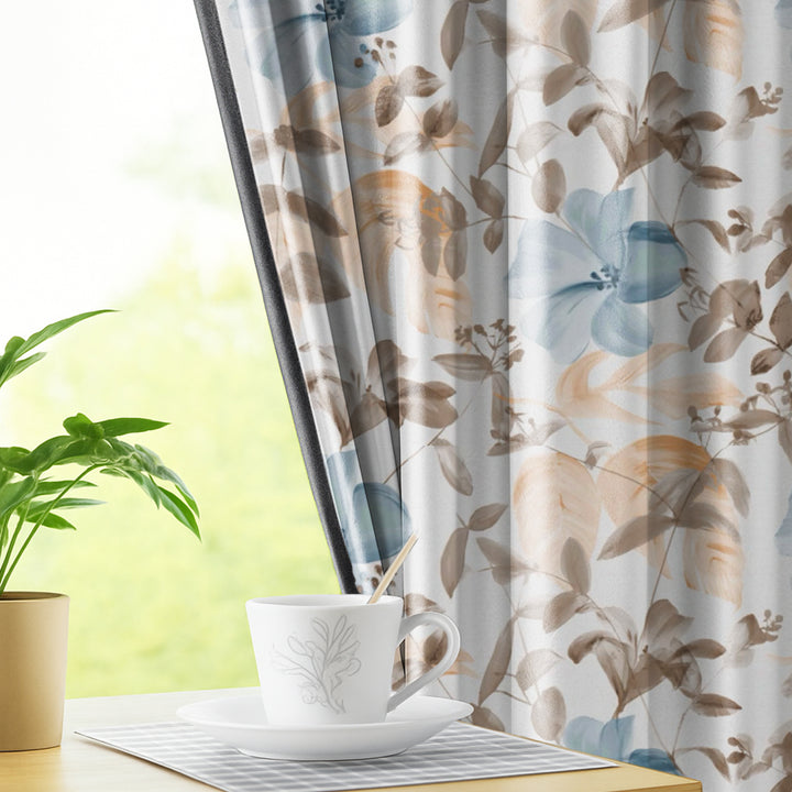 BOTANICAL | Luxury Printed Blackout Curtains for Windows & Doors | Premium Noise Reducing & Thermal Insulated Curtains for Bedroom & Living Room Décor (Pack of 2)