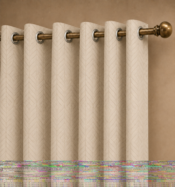 Herringbone Leaf embossed blackout curtain in beige - main view