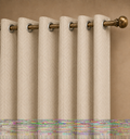 Herringbone Leaf embossed blackout curtain in beige - main view