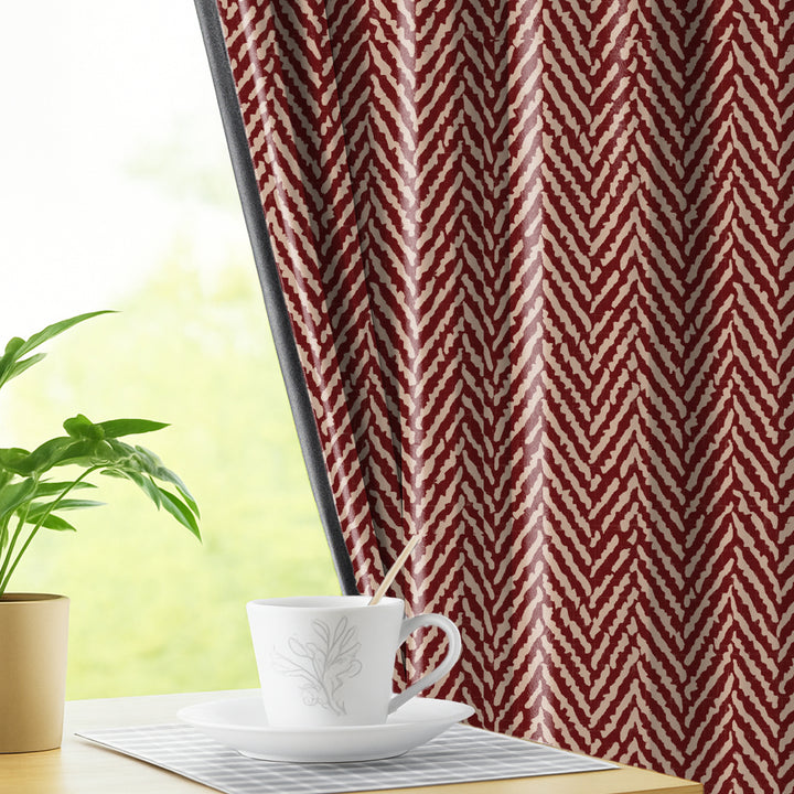 HERRINGBONE | Luxury Printed Blackout Curtains for Windows & Doors | Premium Noise Reducing & Thermal Insulated Curtains for Bedroom & Living Room Décor (Pack of 2)