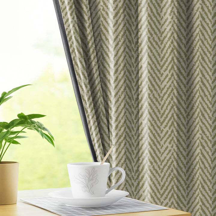 HERRINGBONE | Luxury Printed Blackout Curtains for Windows & Doors | Premium Noise Reducing & Thermal Insulated Curtains for Bedroom & Living Room Décor (Pack of 2)