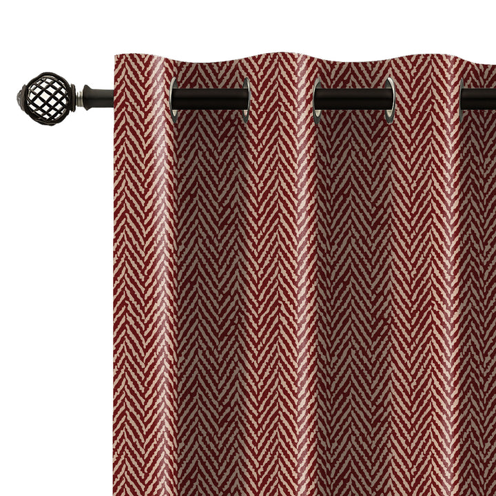 HERRINGBONE | Luxury Printed Blackout Curtains for Windows & Doors | Premium Noise Reducing & Thermal Insulated Curtains for Bedroom & Living Room Décor (Pack of 2)